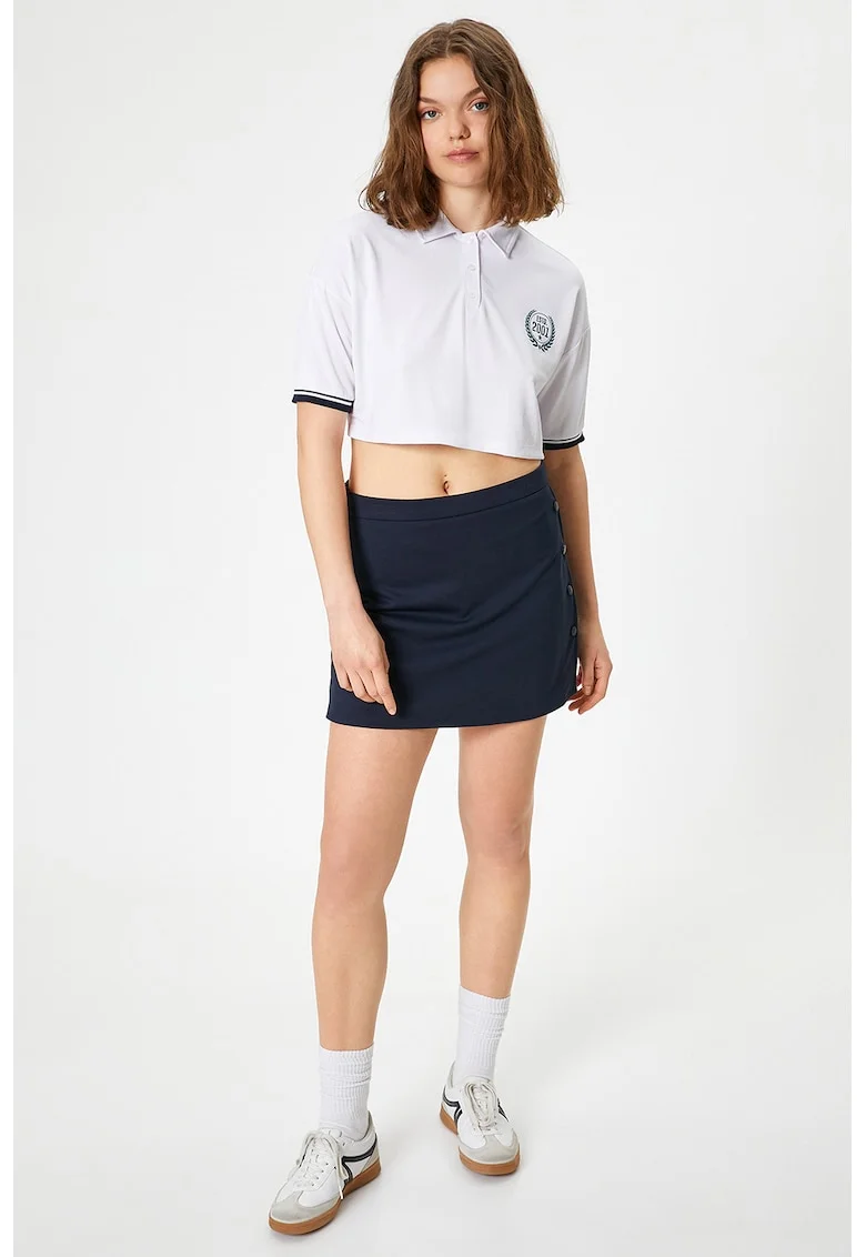 Tricou polo crop, Alb