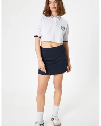 Tricou polo crop, Alb