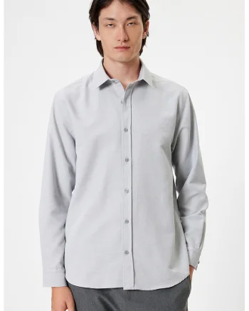 Camasa regular fit cu model uni, Gri deschis