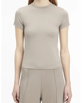 Tricou elastic din amestec de modal, Maro taupe deschis