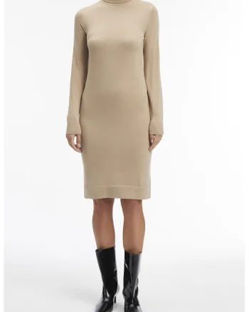 Rochie cambrata de lana, Maro nisip
