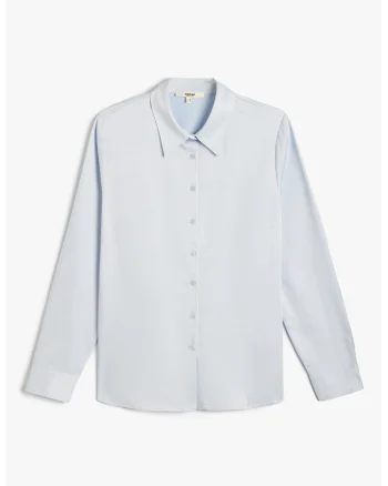 Camasa cu model uni si maneci lungi, Albastru deschis