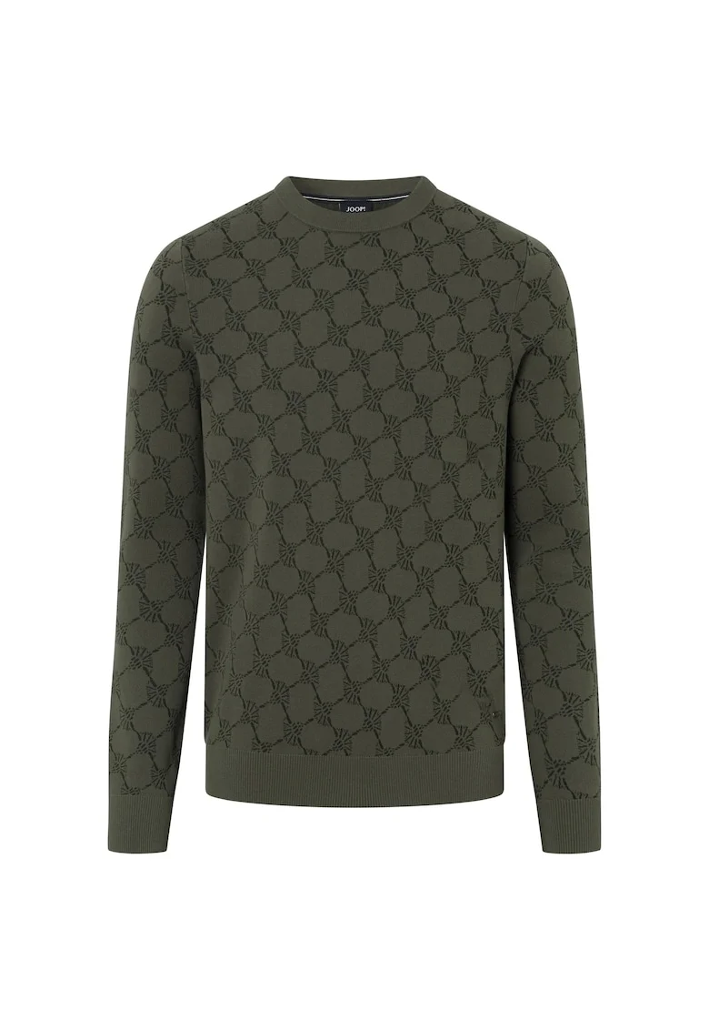 Bluza de trening tricotata fin cu imprimeu logo, Verde