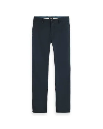 Pantaloni chino cu talie medie, Albastru inchis