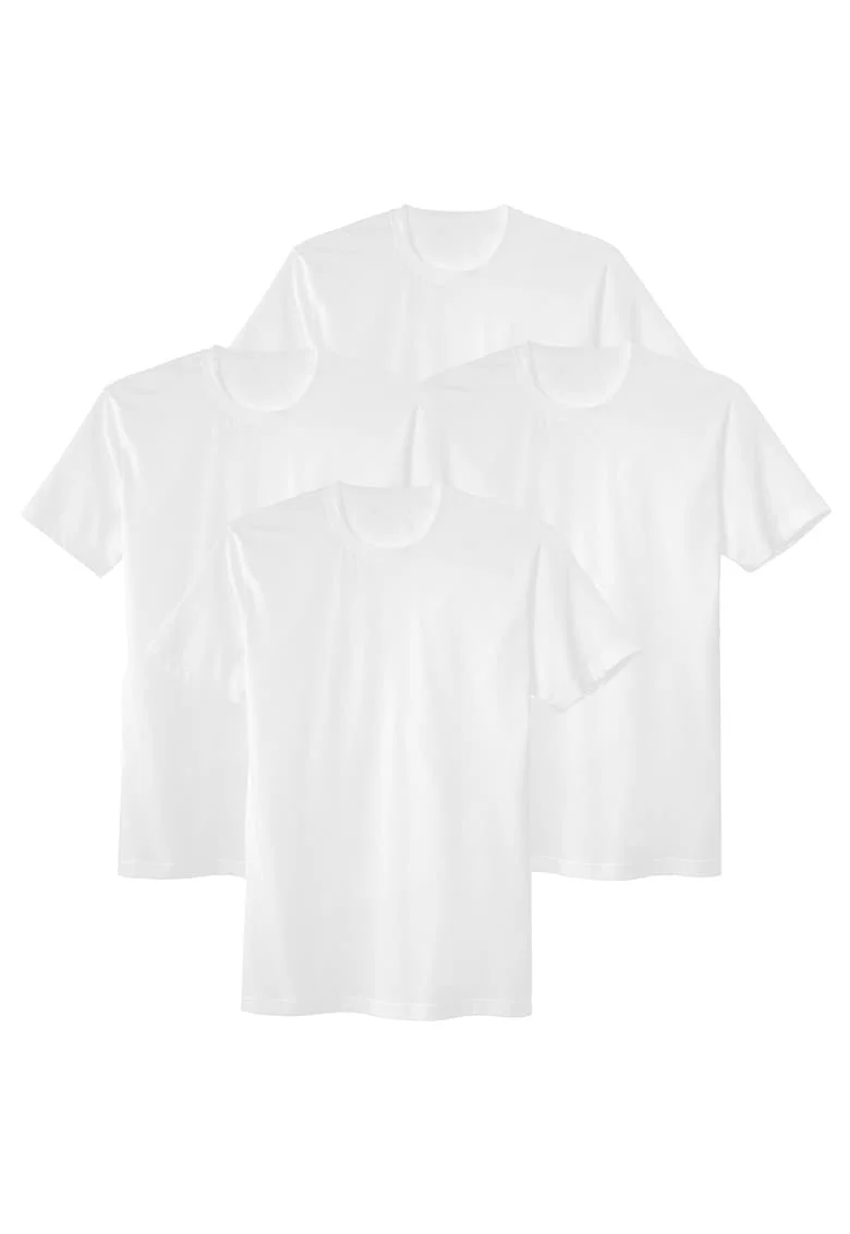 Set de tricouri cu decolteu la baza gatului - 4 piese, Alb