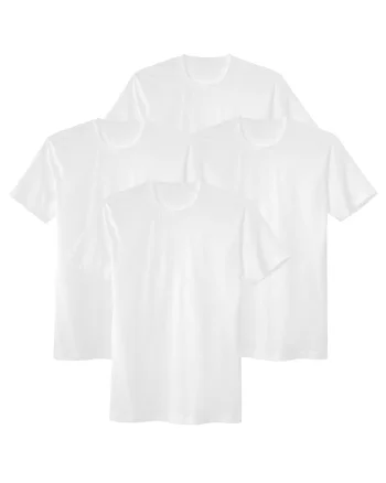Set de tricouri cu decolteu la baza gatului - 4 piese, Alb