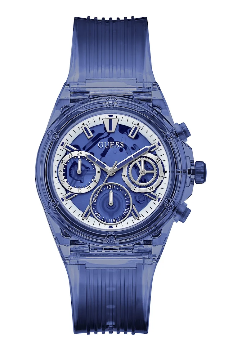 Ceas quartz cu o curea din cauciuc, Albastru royal