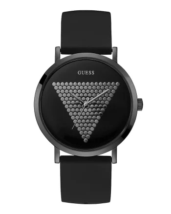 Ceas rotund cu detaliu geometric pe cadran, Negru