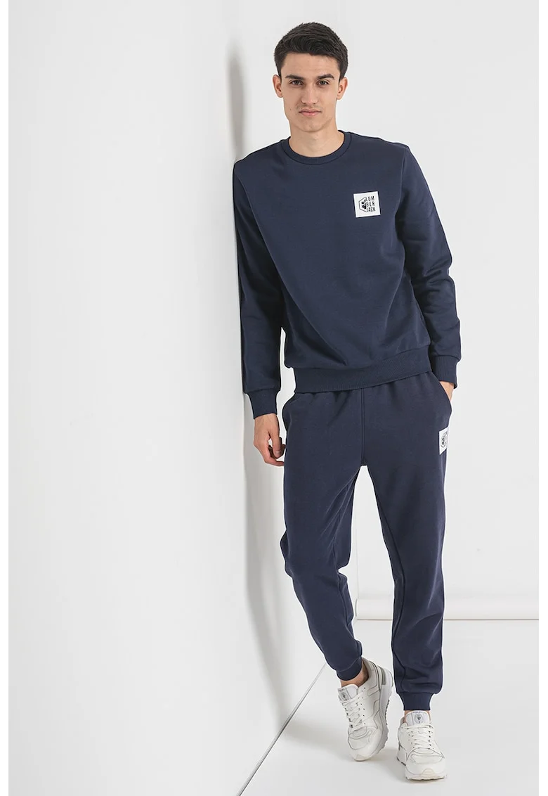 Bluza de trening cu logo, Alb/Bleumarin