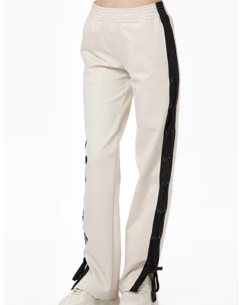 Pantaloni cu benzi laterale contrastante, Negru/Crem