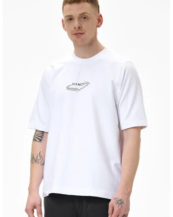 Tricou unisex cu logo pe piept, Alb/Negru