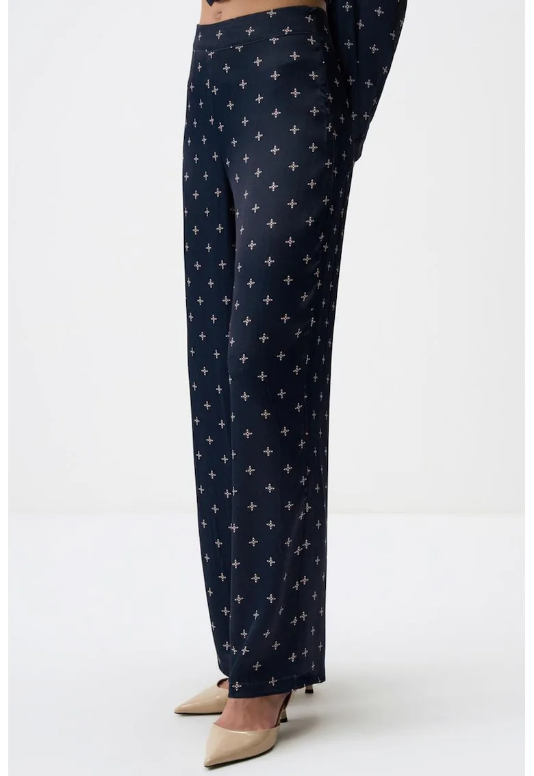 Pantaloni cu model si croiala ampla, Bleumarin