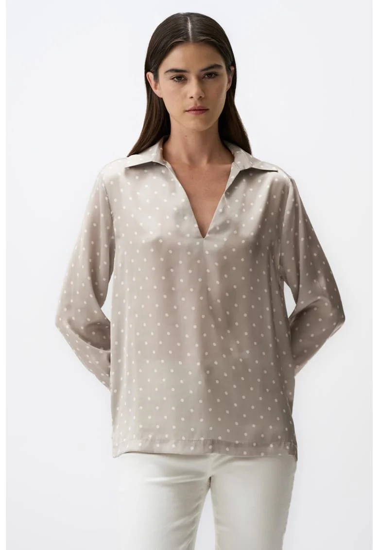Bluza lejera cu decolteu in V, Grej