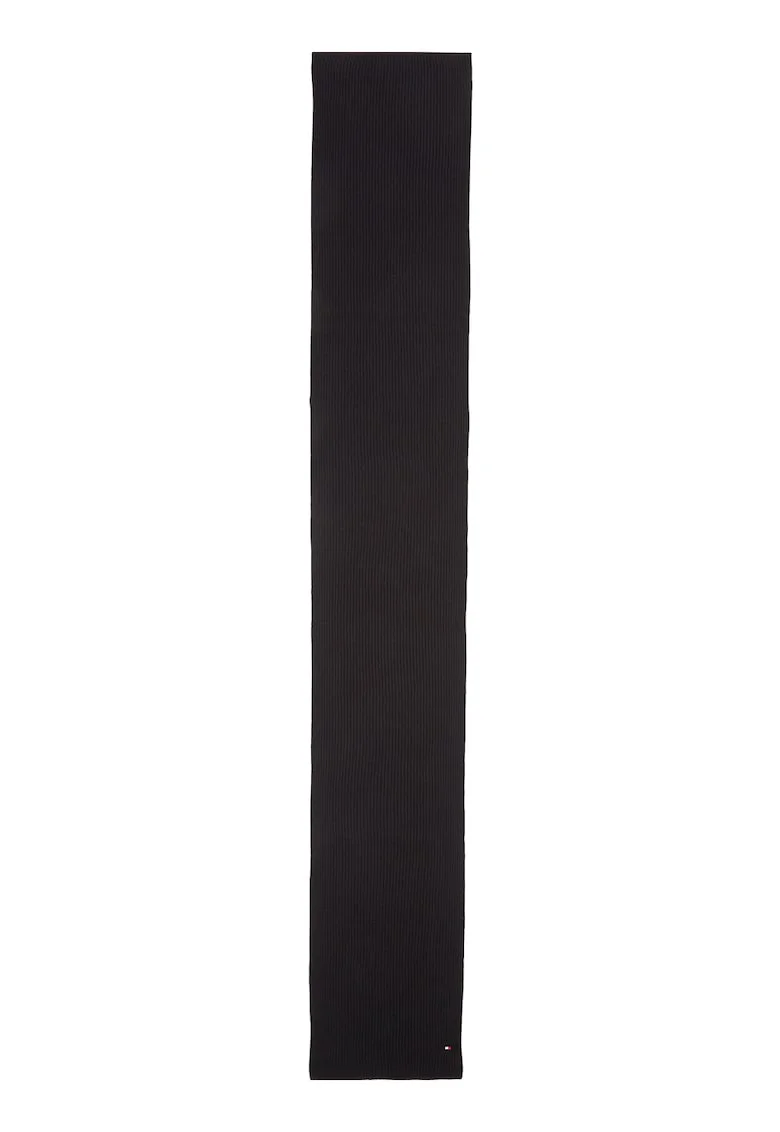 Fular striat din bumbac si casmir, Negru