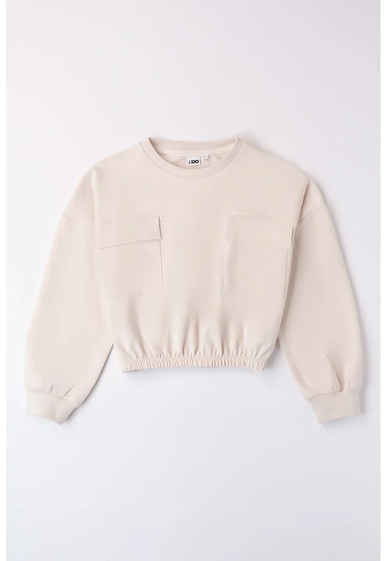 Bluza de trening cu maneci cazute si buzunare aplicate, Piersica