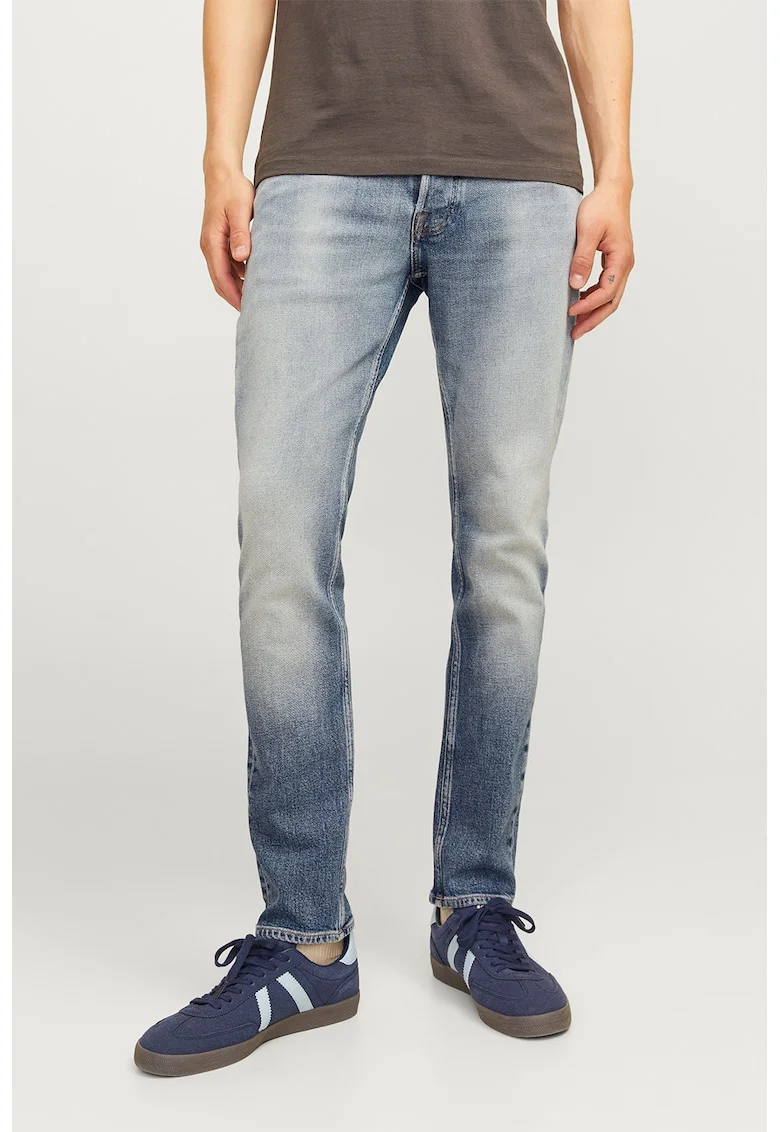 Blugi slim fit cu aspect decolorat Glenn Cooper, Albastru deschis
