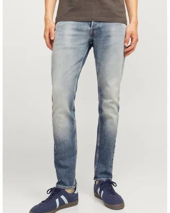 Blugi slim fit cu aspect decolorat Glenn Cooper, Albastru deschis