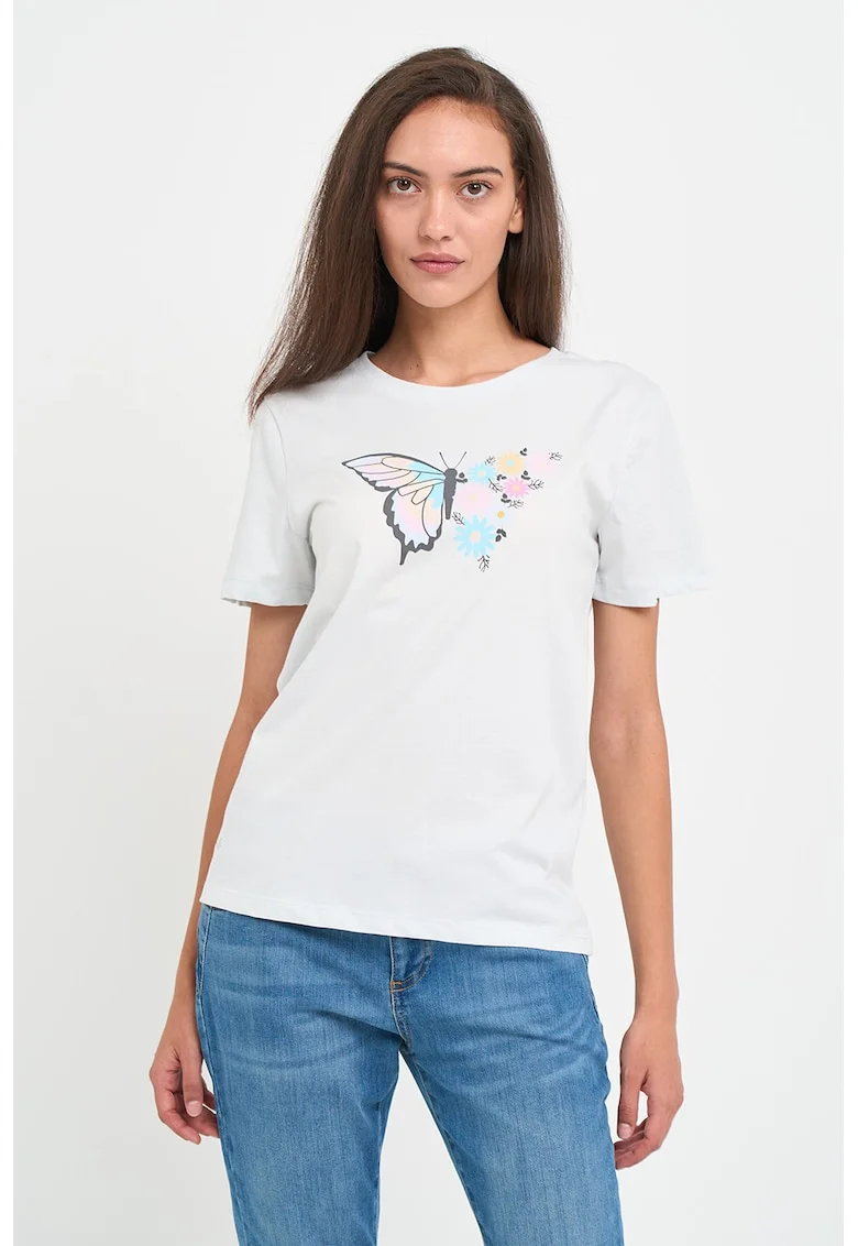 Tricou cu decolteu rotund, Alb
