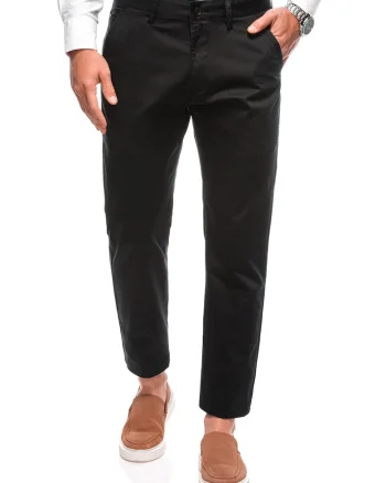 Pantaloni regular fit din amestec de bumbac, Negru