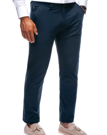 Pantaloni regular fit din amestec de bumbac, Bleumarin