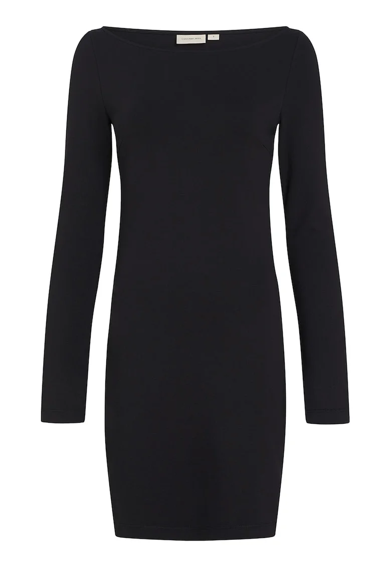 Rochie cambrata cu decolteu barcuta, Negru