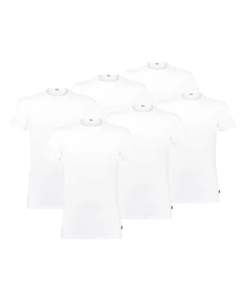Set de tricouri cu decolteu la baza gatului 167925 - 6 piese, Alb