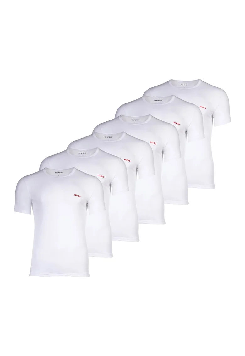 Set de tricouri cu decolteu la baza gatului - 6 perechi, Alb
