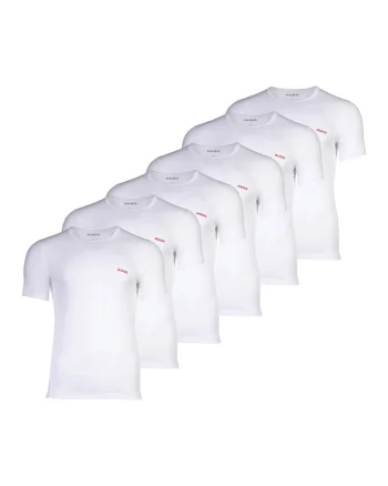 Set de tricouri cu decolteu la baza gatului - 6 perechi, Alb