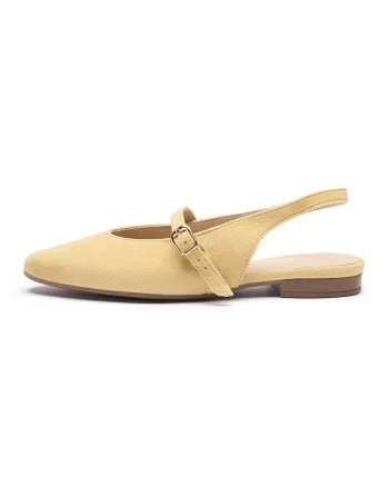 Balerini slingback de piele intoarsa Salma, Galben