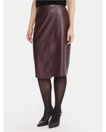 Fusta din imitatie de piele,  bordo, femei