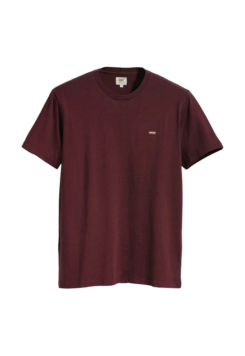 Tricou din bumbac cu decolteu la baza gatului, Rosu inchis