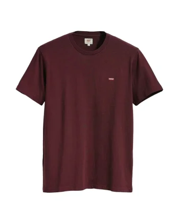Tricou din bumbac cu decolteu la baza gatului, Rosu inchis