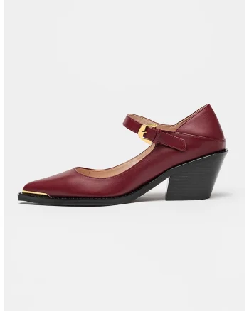 Pantofi de piele cu toc masiv, Violet