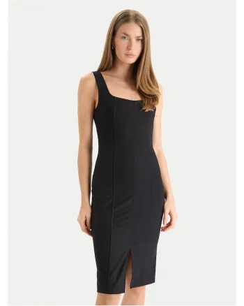 Rochie midi de cocktail,  negru, fabrica usoara