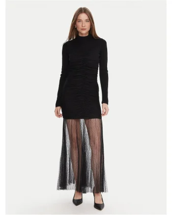 Rochie tricotata de dama,  negru, fabricata din material de calitate