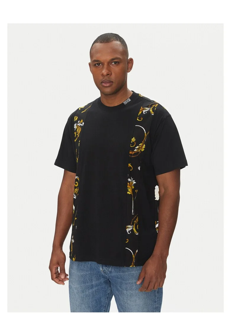 Tricou barbati Versace Jeans negru, bumbac