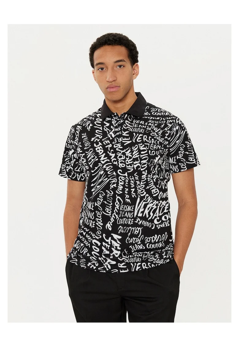 Tricou model polo barbati  negru, bumbac