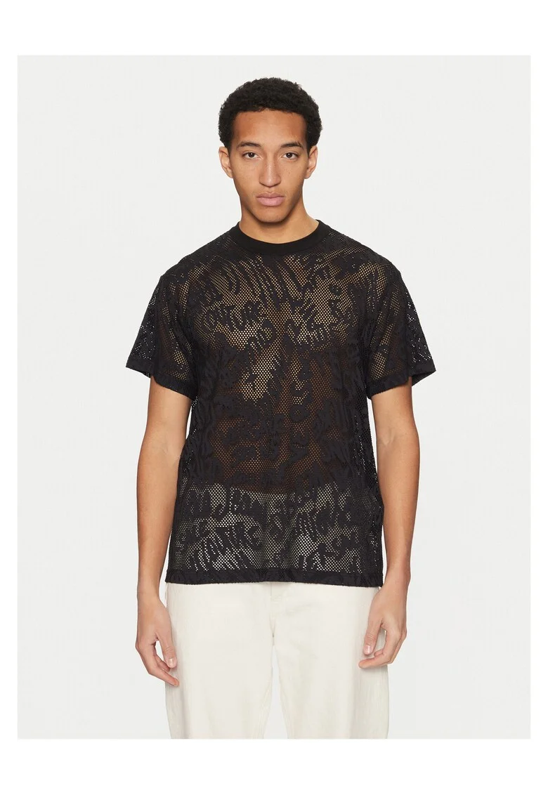 Tricou barbati  negru, bumbac, plasa