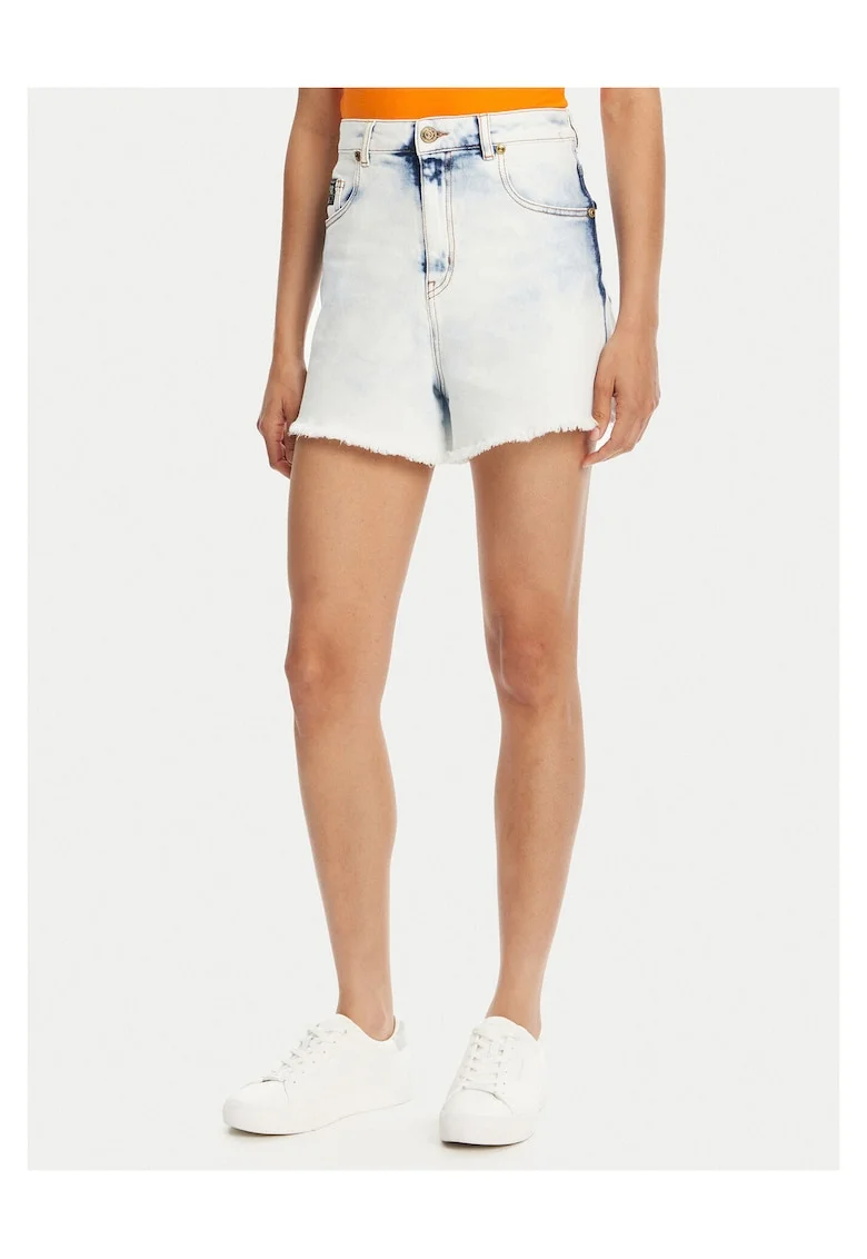 Blugi scurti femei, cu talie inalta,  denim, albastru deschis