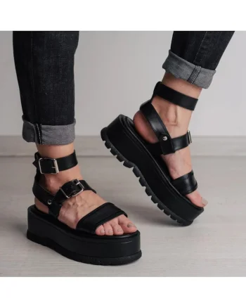Sandale cu platforma Glami, Alb, Onyx Black