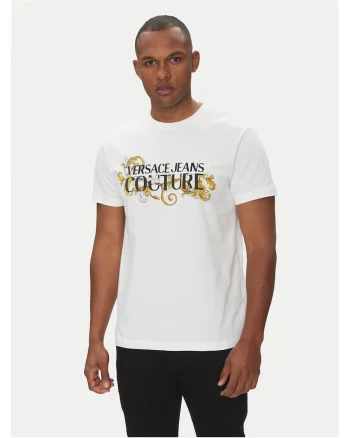 Tricou barbati  logo contrastant, Alb