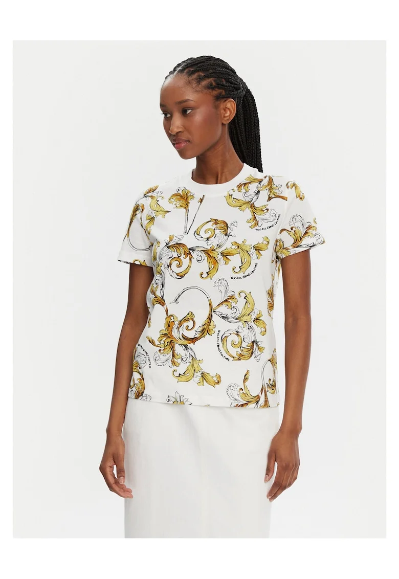 Tricou dama  alb, bumbac cu model