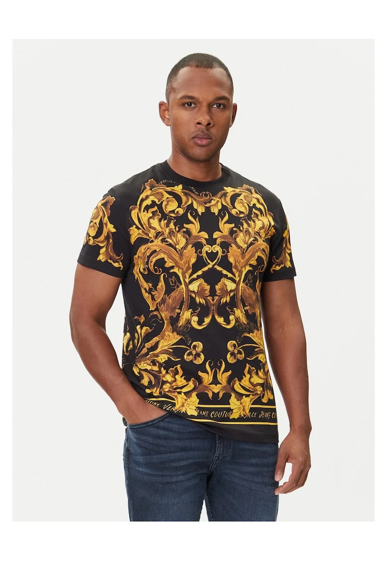 Tricou barbati  culori negru/galben, bumbac