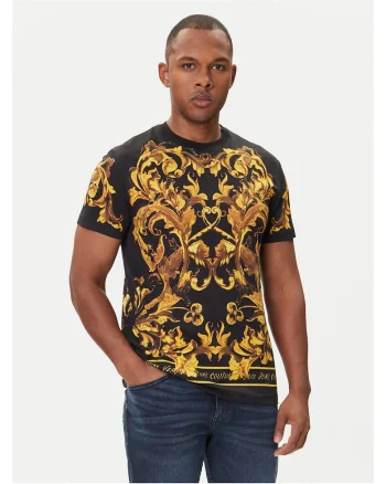 Tricou barbati  culori negru/galben, bumbac