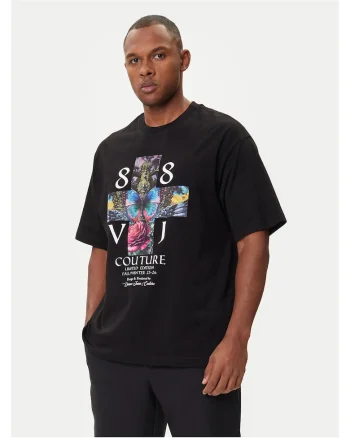 Tricou barbati  negru, bumbac, imprimeu multicolor