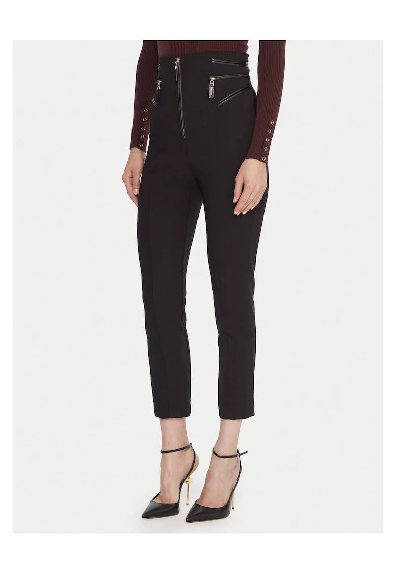 Pantaloni cu talie inalta pentru dama  negru, stofa