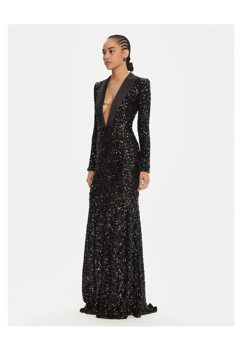 Rochie de seara,  neagra, maneca lunga