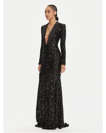 Rochie de seara,  neagra, maneca lunga
