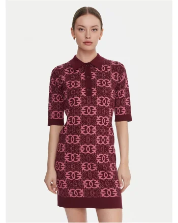 Rochie tricotata de dama  visiniu, fabricata din material de calitate