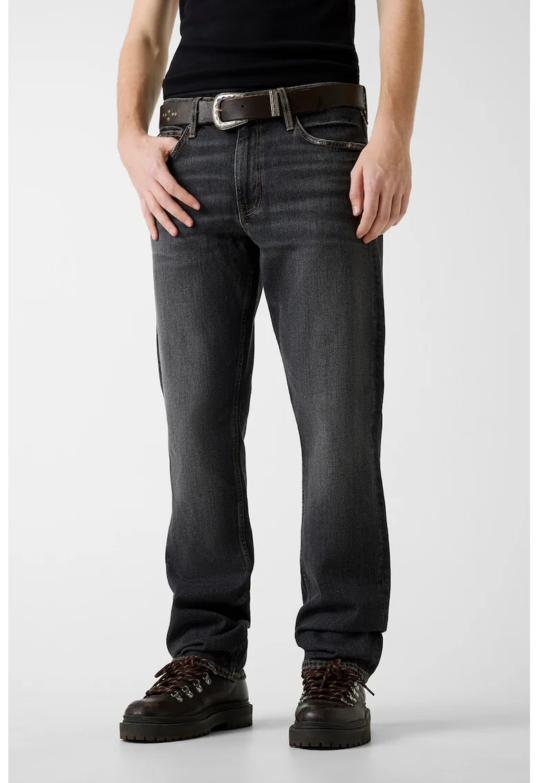Blugi relaxed fit cu croiala dreapta, Gri antracit